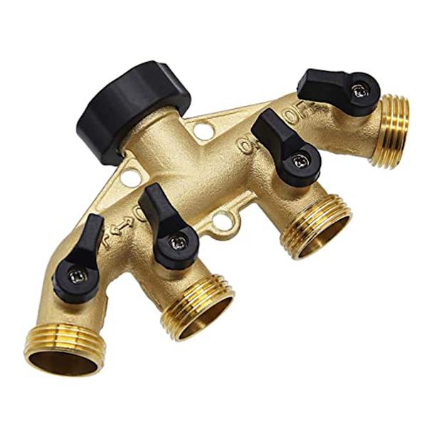 4 Way Heavy Duty Mässing Trädgårdsslangdelare, Slangkopplingar