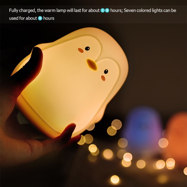 Mjuk silikon Penguin Night Lights för barn 7 färg LED Baby