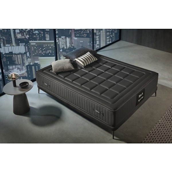 Madras 140x190 cm, Black Spring Royal, viskoelastisk + Viscosoft skum: 5 cm + 220 uafhængige poserede fjedre pr. m2 - Moonia sort