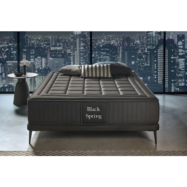 Madras 150x190 cm, Black Spring Royal, Viskosekspand + Viscosoft Skum: 5 cm + 220 uafhængige pocketfjedre pr. m2 - Moonia sort