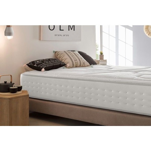 Madras 135x190 cm, Quantum Alta Densitet, Viscoelastisk + SupersoftFoam + Bioherm Fibre: 6 cm - Moonia hvid