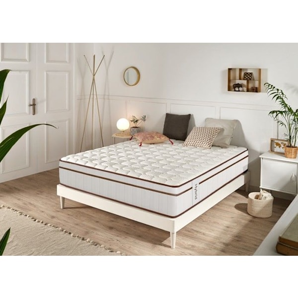 Madrasse Hybrid Hvid 135x200 cm - Fjedre + hukommelsesskum - Optimal Komfort - Tykkelse 30 cm - Moonia