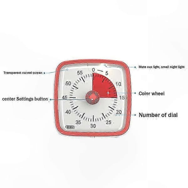 Justerbar 60-minuters nedräkningstimer med stor display för klassrum, barn, lärare och studenter