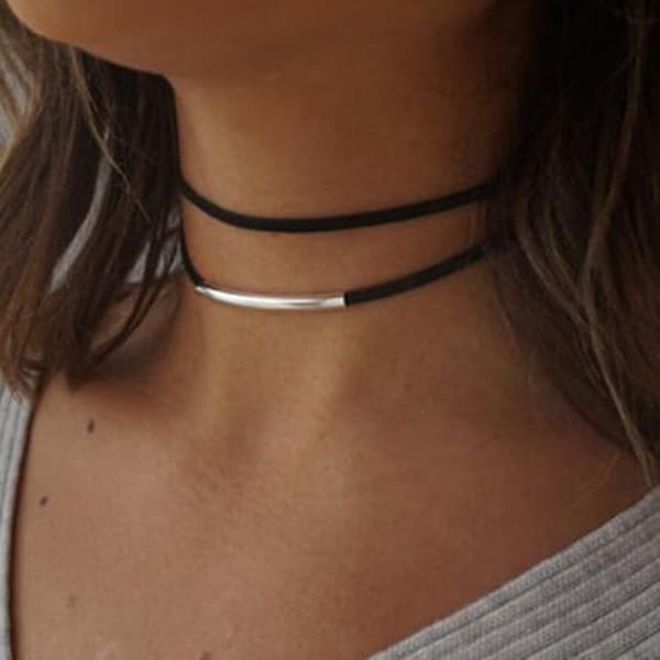 Justerbar sort choker halskæde til damer og piger