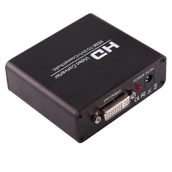 NEWKENG X5 HDMI til DVI-konverter med Audio 3,5 mm koaksialutgang, EU-plugg videoadapter