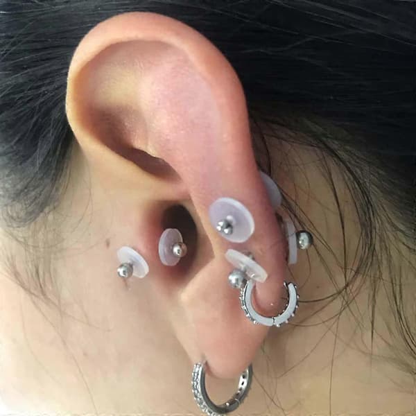 Piercing Healing Silikon Disker Transparente Diskputer for Fiksering av Øredobber