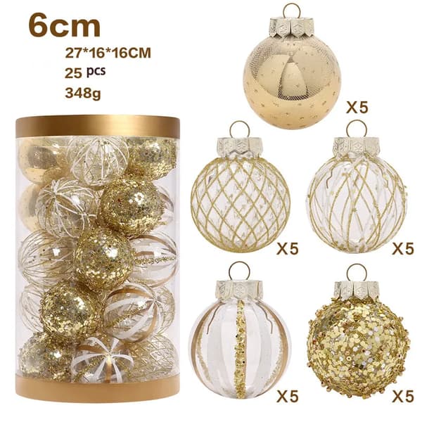 Julekule Sett for Juletrepynt PET Malte Ornamenter