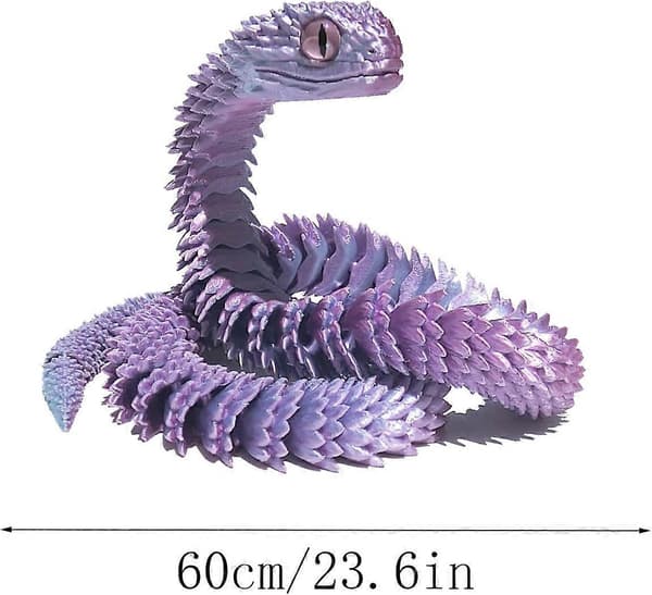 3D-printad Läskig Orm Flexibel Ledad Orm Leksaksfigurer 60cm