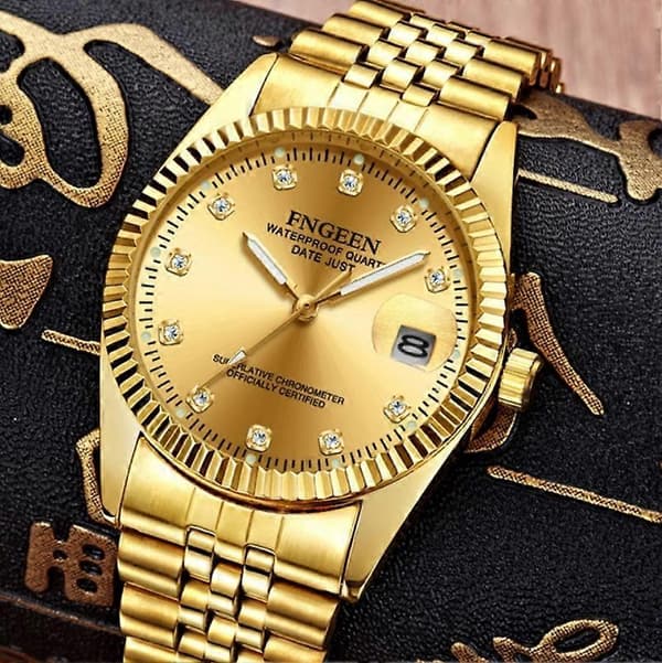 FNGEEN 7008 miesten kello Full Gold White Surface