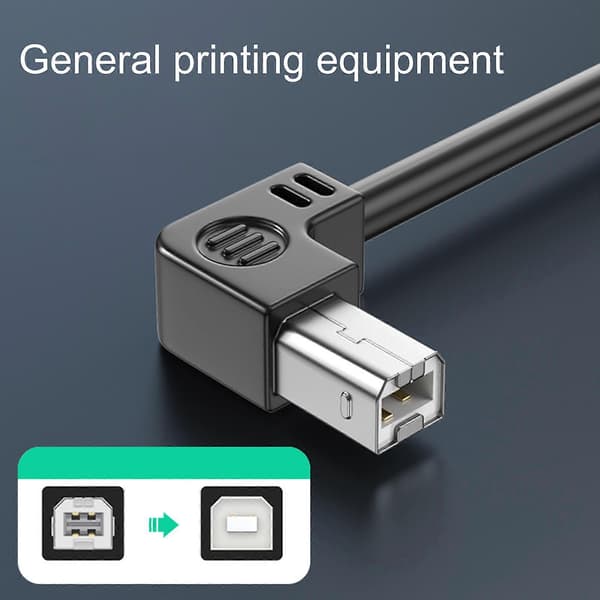 USB 2.0 A til B Han Printer Scanner Kabel med Guldbelagte Kontakter Udvidet Længde 480Mbps Hurtig Dataoverførsel 0.5m Bend right