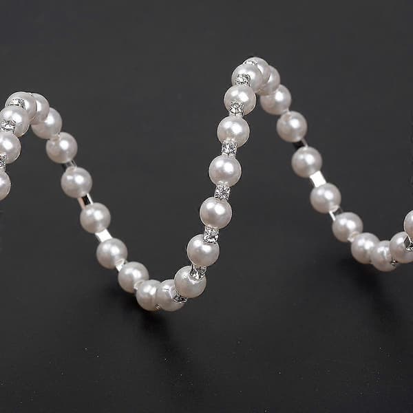 Glitrende Diamanter Perle Elastisk Armbånd - 7 Rader Art Deco Brudesmykker Silver