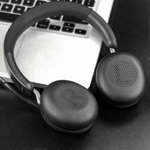 Udskiftningsørekopper til Jabra Evolve2 65 (65MS 65UC USB)/Evolve2 40 (40UC 40MS USB)/Elite 45h trådløse on-ear hovedtelefoner. (Sort).