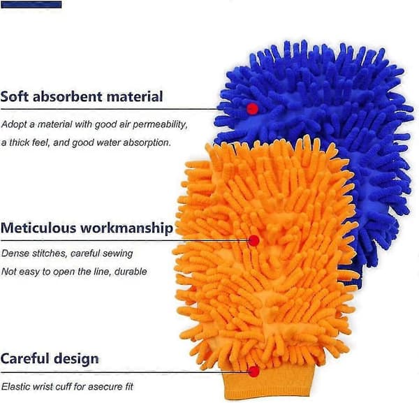 5-pack Premium Chenille Mikrofiber Tvätthandske, Dubbelsidig Repfri Bil tvättvante