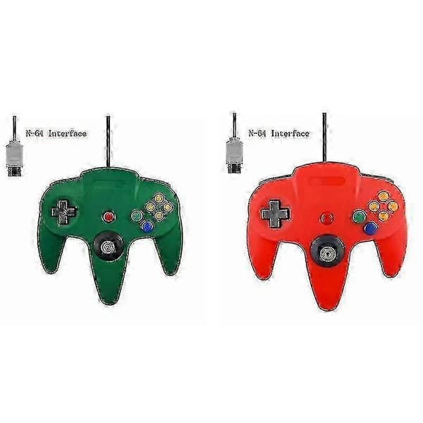 2-pakning Klassisk Kablet N64-kontroller Retrospill 64-bit Gamepad Joystick Erstatning