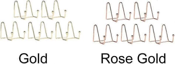 Rosegullfarget tallerkenstativ - 3\" metall display staffeli