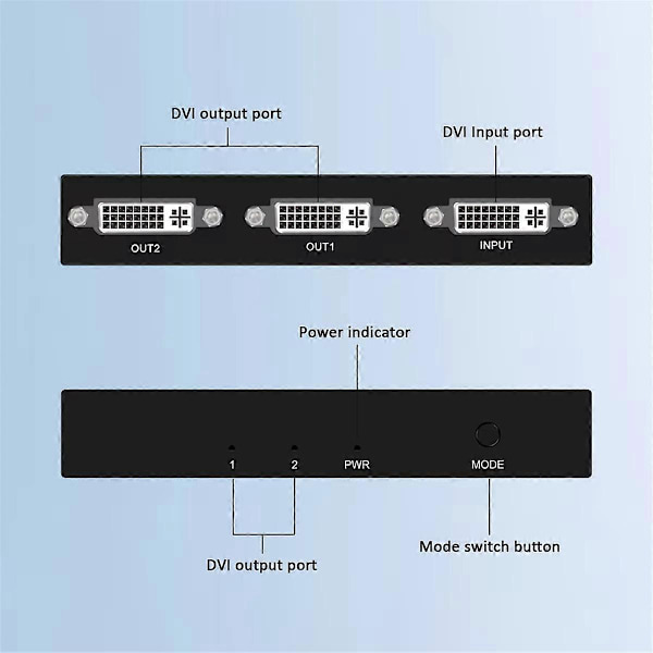 DVI Splitter 1X2 Switch Switcher Extender Adapter 1 DVI-D Input og 2 DVI-D Output Dual Display til