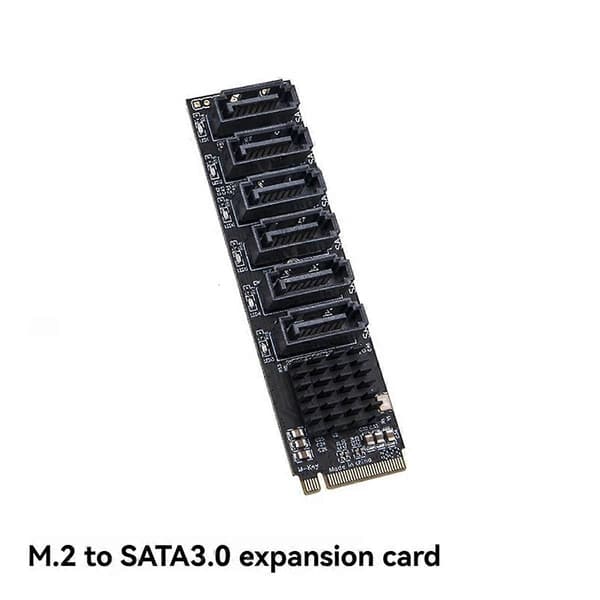 M.2 til SATA-adapter, 6 porter NVME til SATA3.0, M.2 PCI-E M Key Riser.