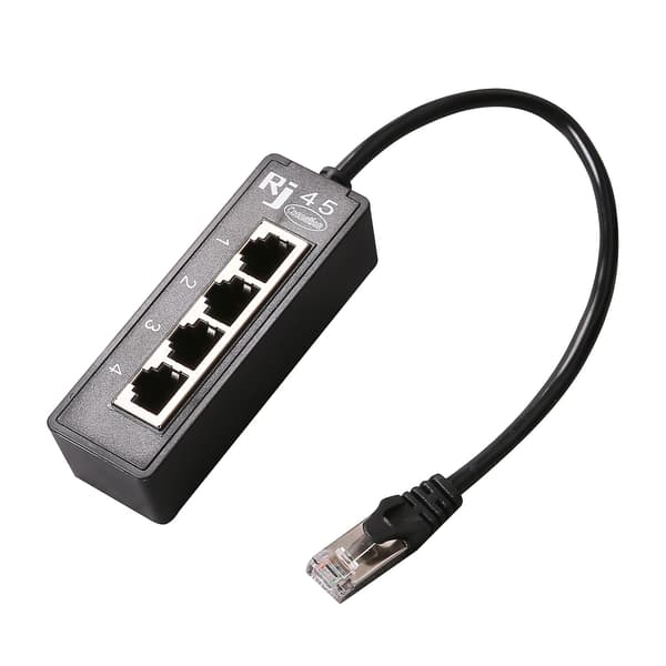 RYRA 4 I 1 RJ45 LAN-stik Ethernet-netværkssplitteradapterkabel 1 han til
