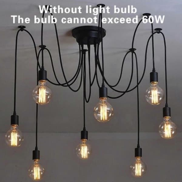 Multi Pendel Lysekrone Justerbar DIY Tak Spider Pendel Lampe 1-Hode 6-Head