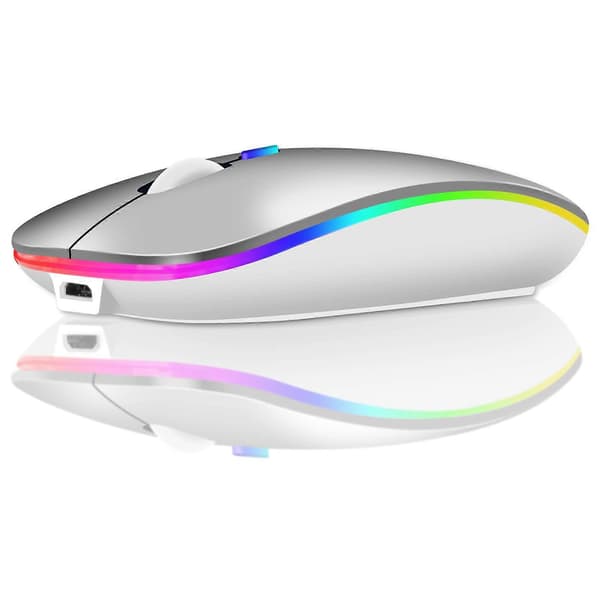 Trådløs mus til bærbar computer, LED Dual Mode (Sølv)
