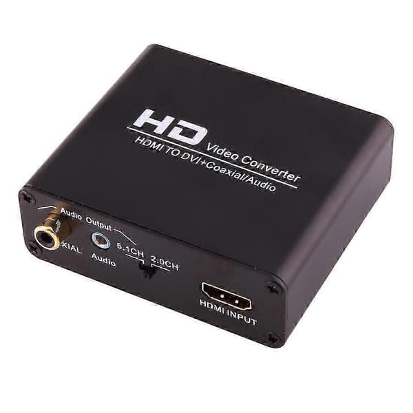 NEWKENG X5 HDMI til DVI-konverter med Audio 3,5 mm koaksialutgang, EU-plugg videoadapter