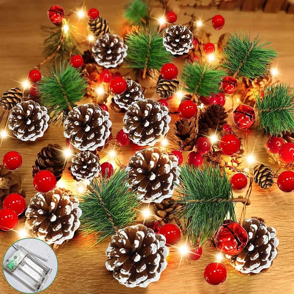 Julelyslist med 20 LED-kongler, julepynt