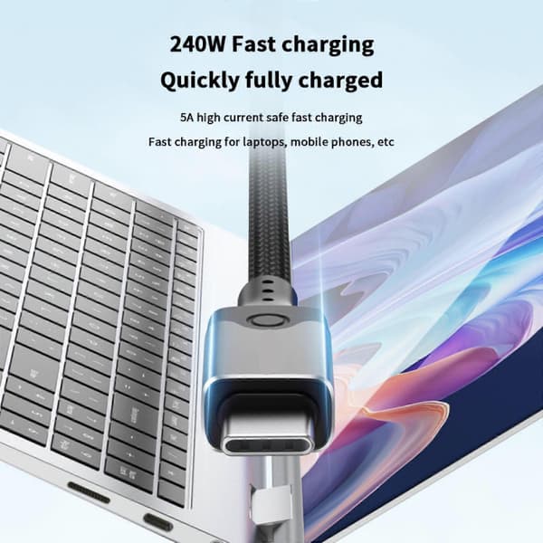 USB5.0 Kabel 80Gbps USB C til USB C 240W Hurtig Opladnings Display Kabel Understøtter 16K@60Hz 80Gbps Datakabel til Smartphone 1m