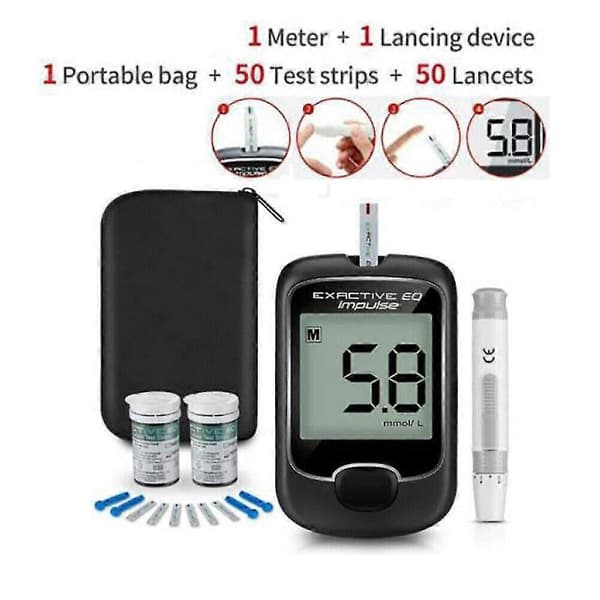 Smart Digital Display Glucometer Bærbart Blodsukker Testsæt med Glucometer Strips 50paper 50pins