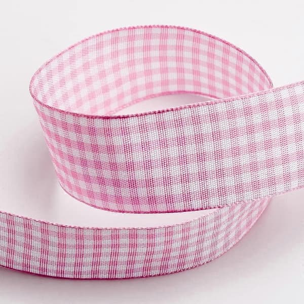 Pink Check Bånd 25mm x 10m