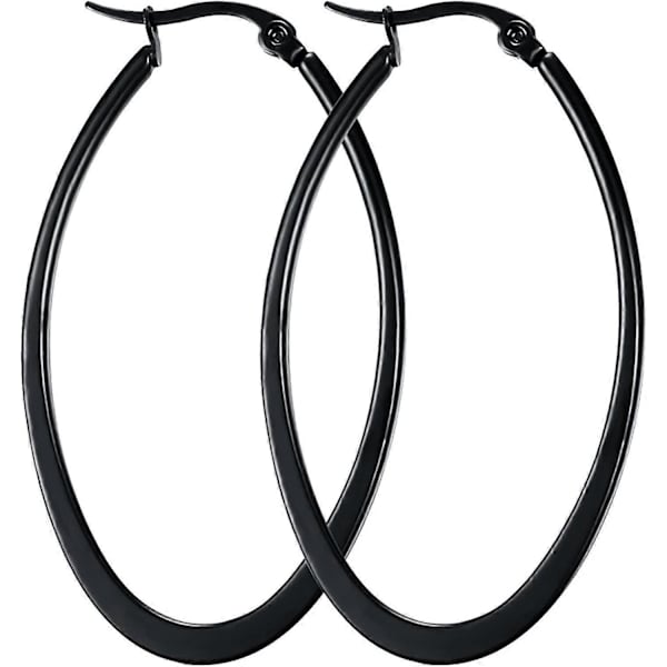 Titanium Rustfrit Stål Ovalformede Hoop Øreringe til Kvinder - -