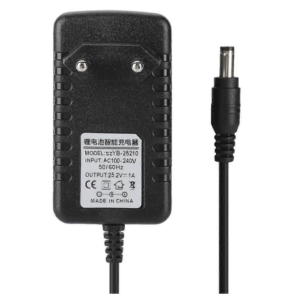 25,2V 1A Hurtigoplader til Li-ion batteri 100-240V Input med Multibeskyttelse EU Stik