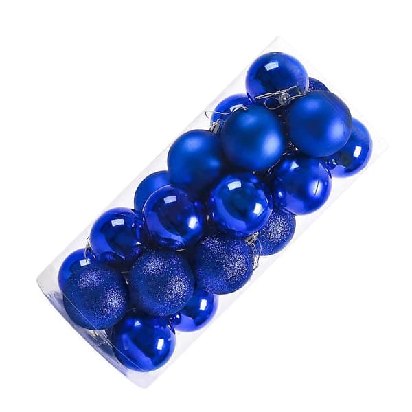24 stk. Klassisk Julekulepyntsett, trygge ingredienser, ABS-plast, giftfri, luktfri Blue