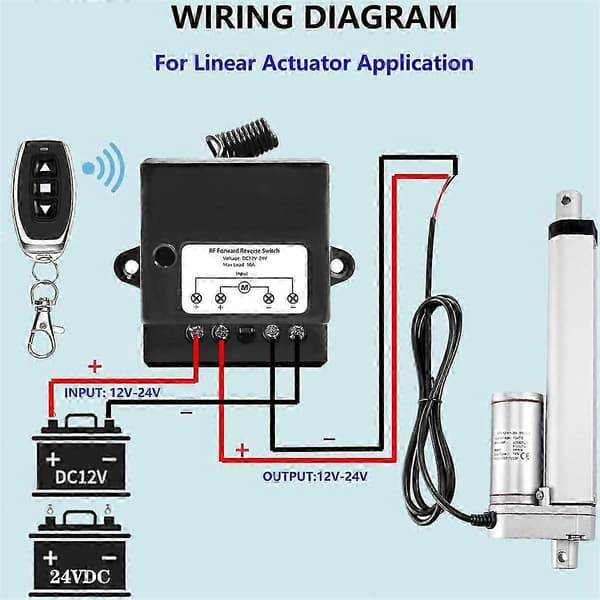 DC12V-24V Forward Reverse Bryter Lineær Aktuator Fjernkontroll 10A 50 m Rekkevidde