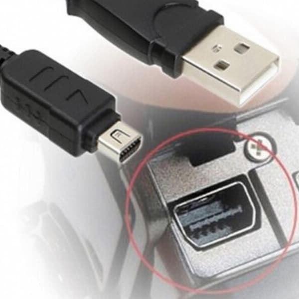 Musta 12P USB-datakaapeli Olympus-digitaalikameralle CB-USB5 CB-USB6 1,5M kaapeli