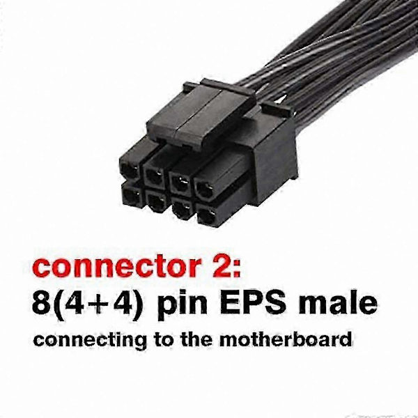 8-Pin Han til Han EPS-12V Strømadapterkabel, 60 cm Længde til Modulær PSU-tilslutning