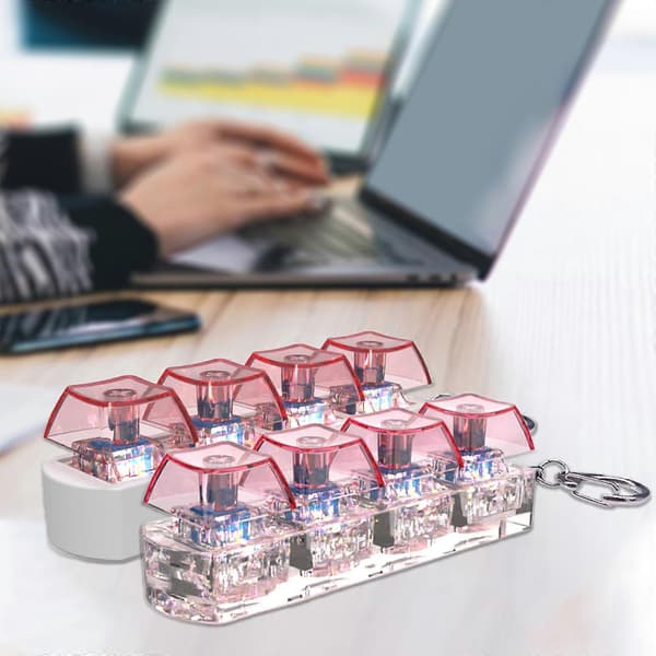 LED Lysende Tastatur Klik Legetøj 4-Tasters Tastehætte Tester Til Angstdæmpning Og Sensorisk Stimulation I Holdbart Design Black keycap White b