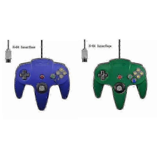 2-pack Klassisk Trådbunden N64-handkontroll Retrospel 64-bitars Gamepad Joystick Ersättning