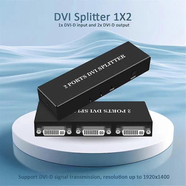DVI Splitter 1X2 Switch Switcher Extender Adapter 1 DVI-D Input og 2 DVI-D Output Dual Display til