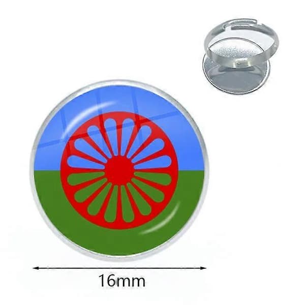 Romani Flag Læderarmbånd Glas Dome Snap Knap Smykker & Mænd ring