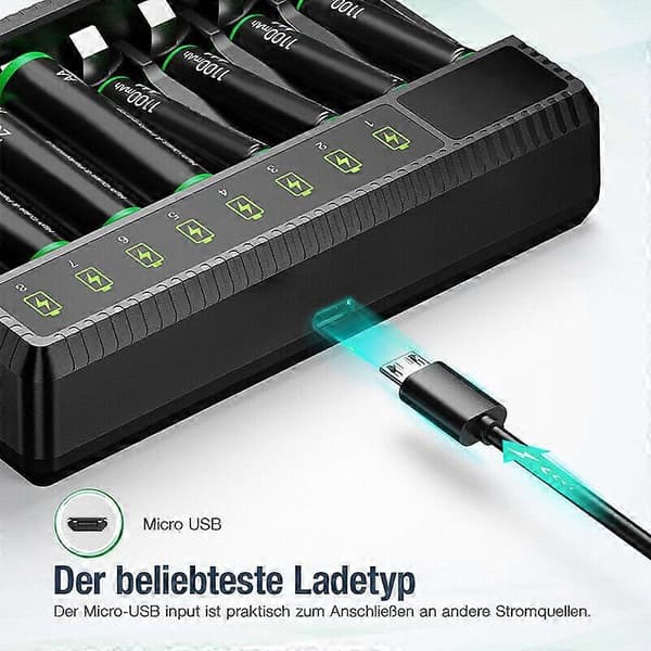 Universal 8 Slots Hurtig Batterioplader Til AA AAA Ni-MH Genopladelige Batterier FT
