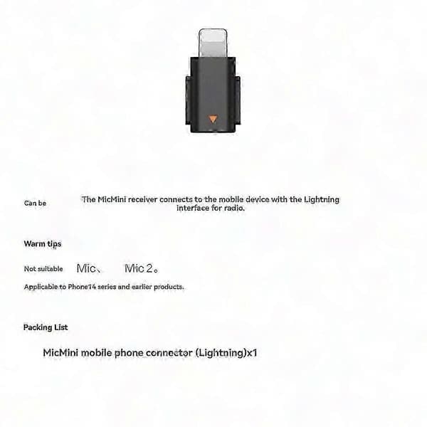 DJI Mic Mini Type-C Mikrofonadapter, USB-C til 3,5 mm o-stik til smartphones