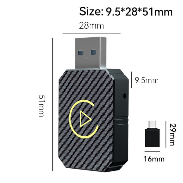 2 i 1 Trådløs CarPlay Adapter Android Auto Trådløs Adapter Smart Mini Box USB Adapter Plug and Play WiFi Hurtigforbindelse Model 2