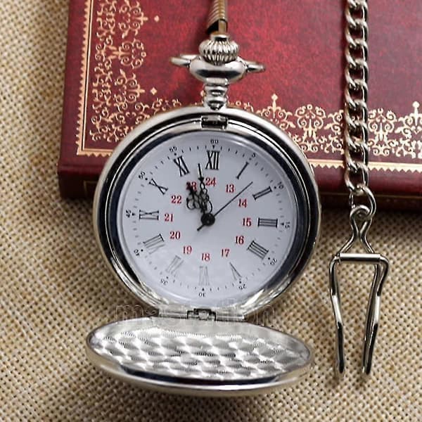Taskukello Vintage Sileä Kvartsitaskukello Klassinen Riipuskello Lyhyellä Ketjulla silver
