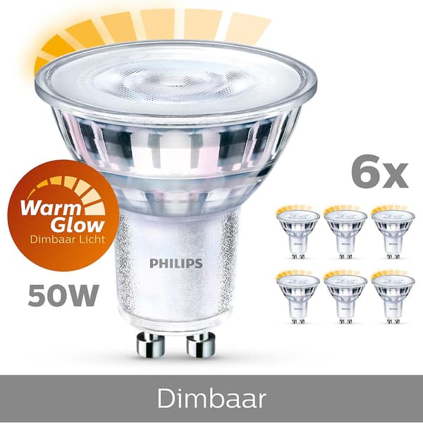 6 kpl LED GU10 50W himmennettävä WarmGlow