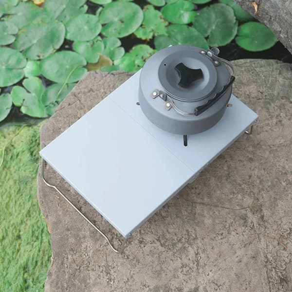 Vikbart Värmesköld Campingkök Bord Värmeisolering Skiva Utomhus Kök Fäste Bärbart Mini Vikbart Bord Aluminiumlegering (Silver)