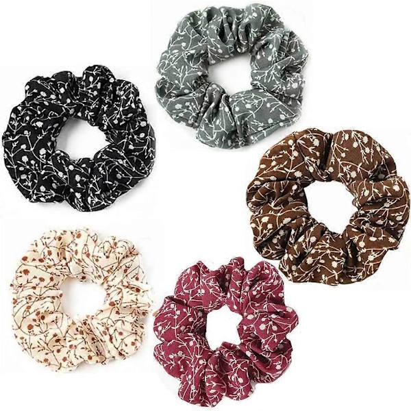 5 st Hår Scrunchies Elastiska Hårband