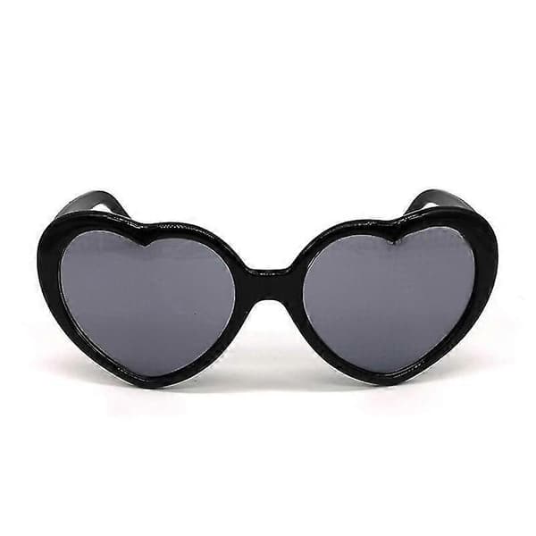 Briller med hjerteformede effekter Se lysene skifte til hjerteform om natten Diffraktionsbriller Dame Mode Solbriller Black