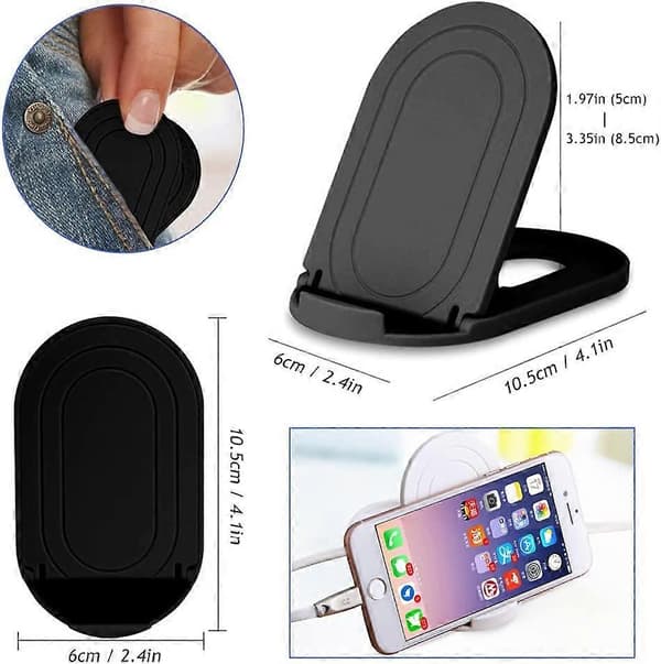 4 stk. foldbare mobiltelefonholdere, multi-vinkel (sort & hvid)