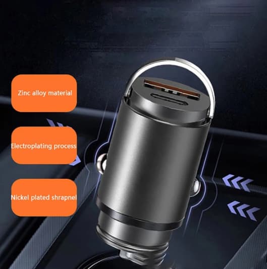 100W Bil USB-lader Super Charge USB-A USB-C Svart