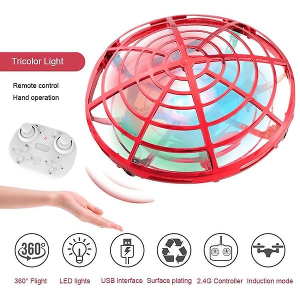 Fargerike Lys 5 Induksjon Quadcopter Ufo Mini Drone Red Remote Control